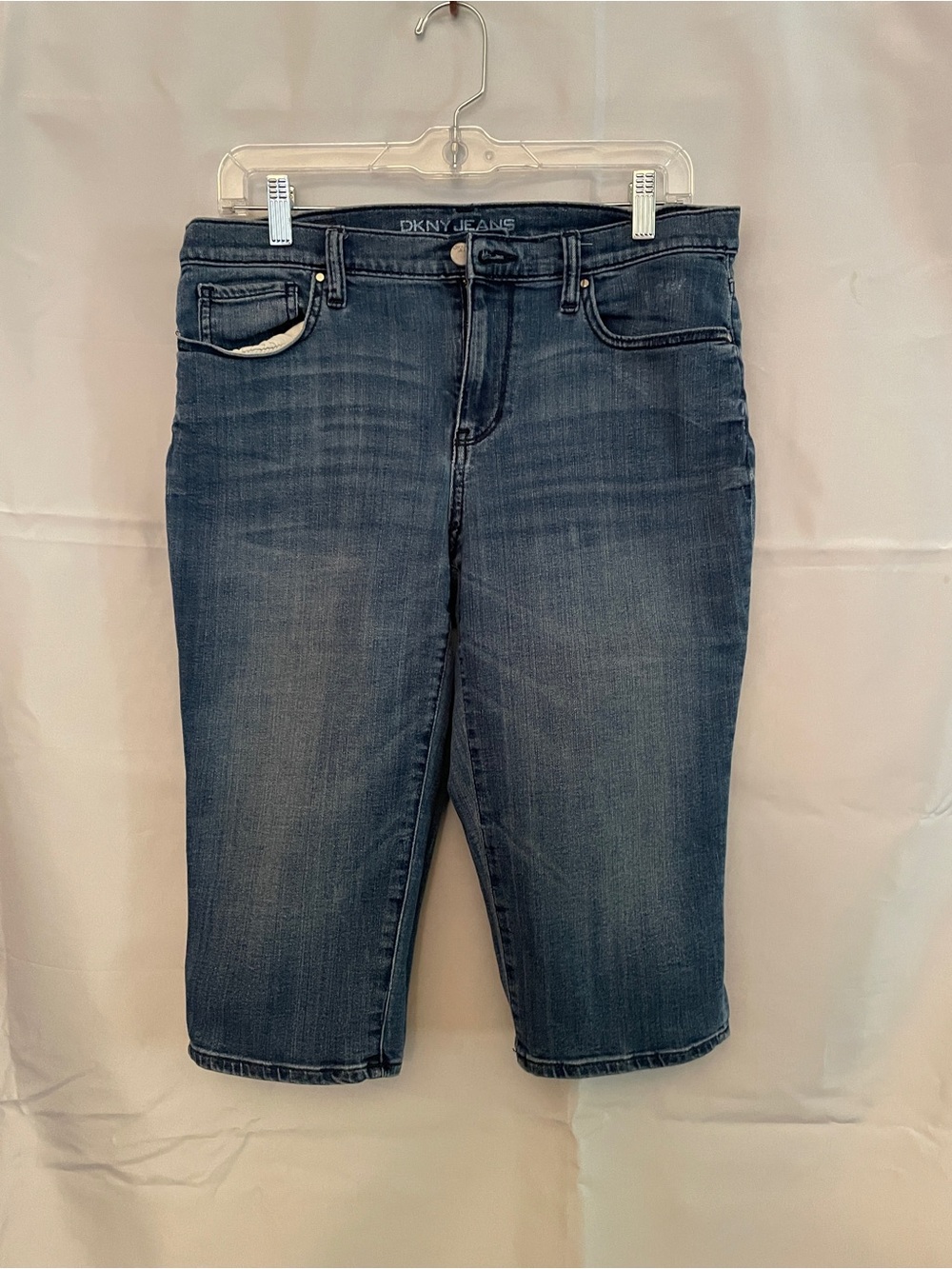 DKNY Dark Blue Cropped Denim Jeans Ludlow Short